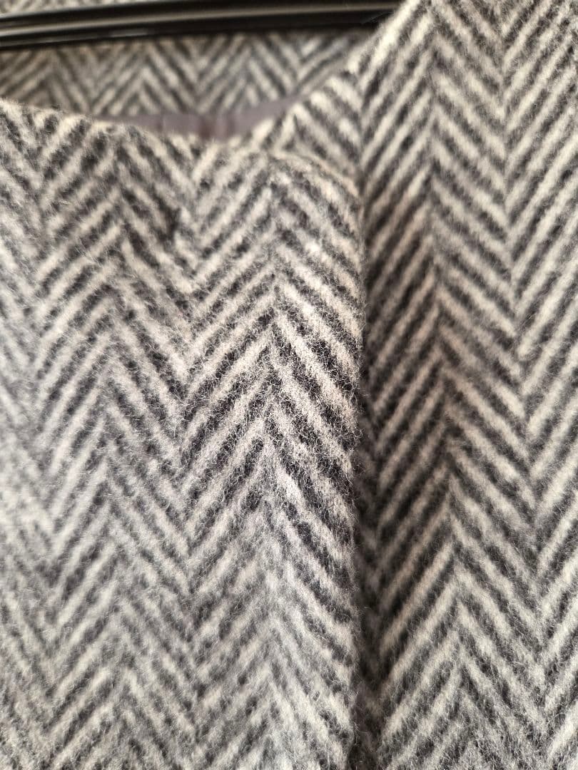 美品　FENNEL　グレー系 ヘリンボーン ノーカラージャケット　ヤマダヤ