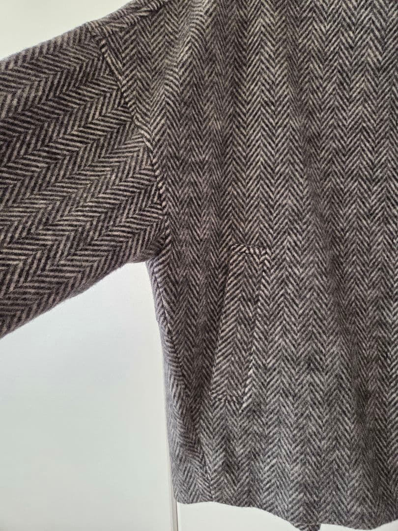 美品　FENNEL　グレー系 ヘリンボーン ノーカラージャケット　ヤマダヤ