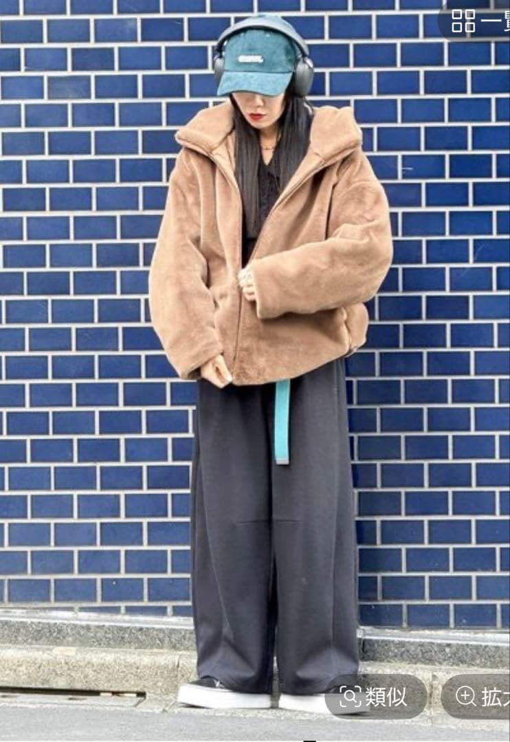 ニコアンドMODE NORM COREベルベットファーフードブルゾンブラウンM