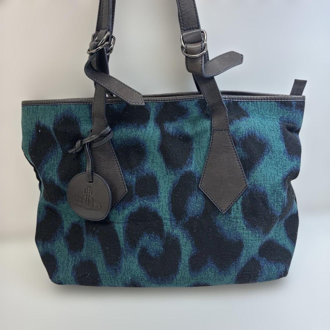 ヴィヴィアンウエストウッド トートバッグ キャンバス レザー オーブ 青