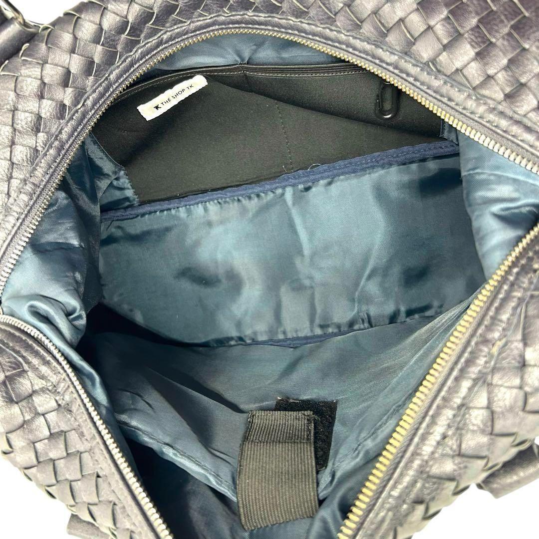 良品 1136 タケオキクチ ボストンバッグ 2way イントレチャート 紺