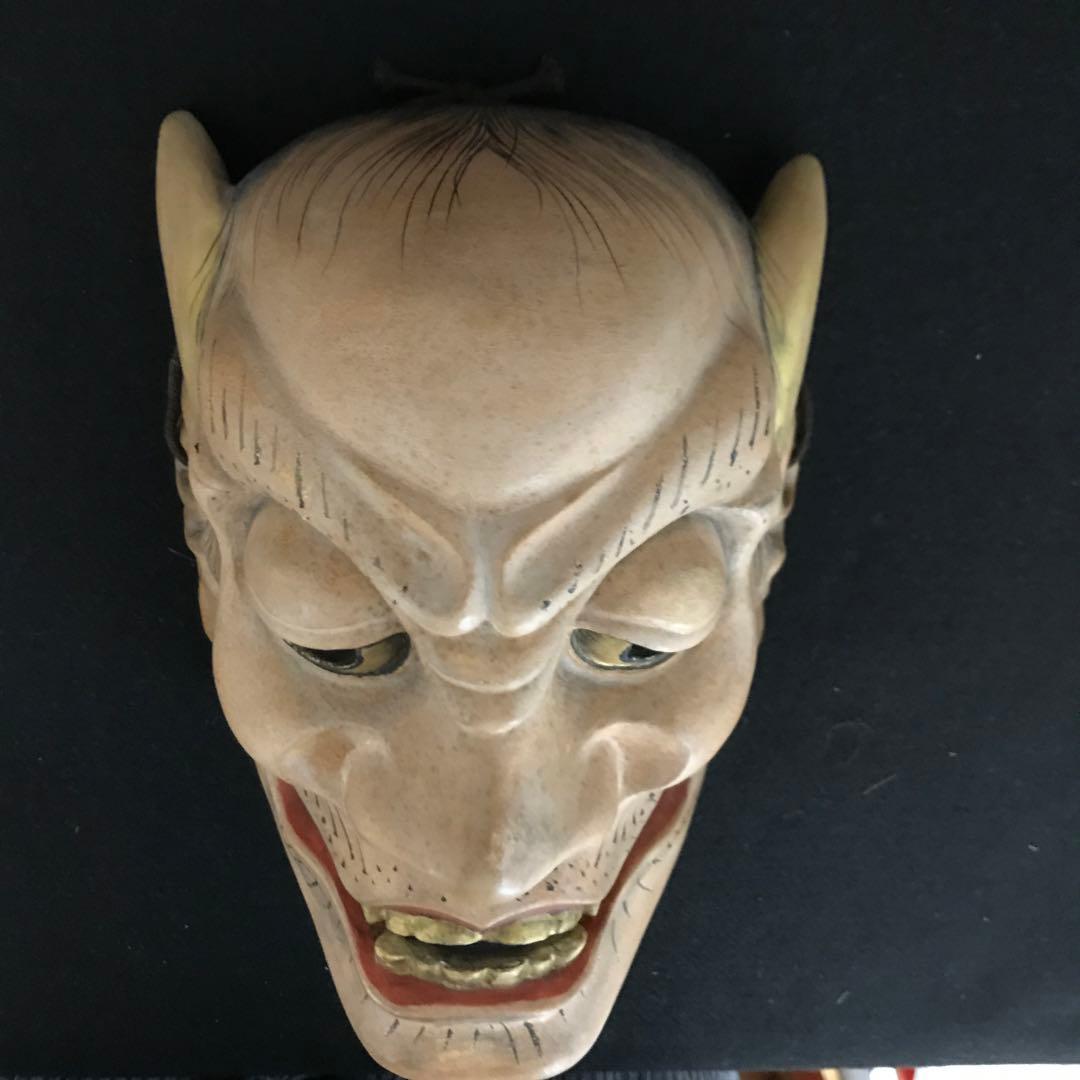 能面　木彫り　野干