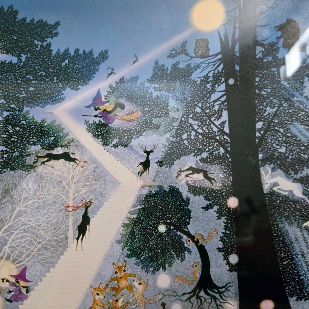 藤城清治　光る森　直筆サイン　ダイヤモンドスクリーン　保証