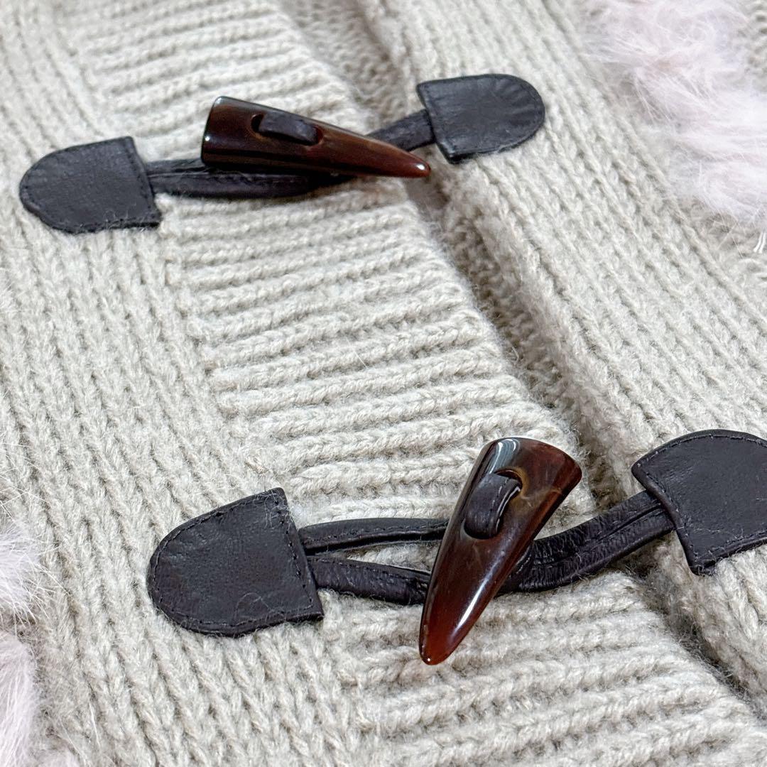 貴重✨️【ロペピクニックパサージュ】ラクーン ラビット毛フード付きニットポンチョ