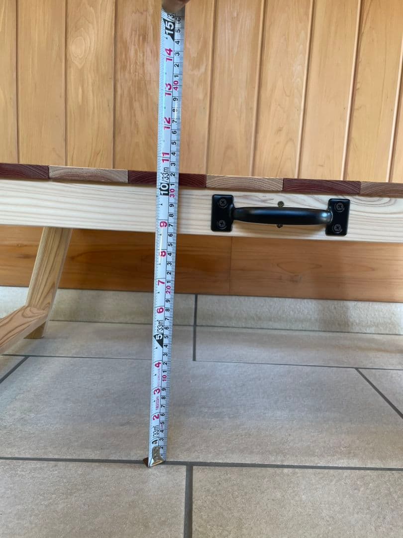 光と風が奏でる自然の中で過ごす時間を楽しむ為のハンドメイド木琴柄ローテーブル