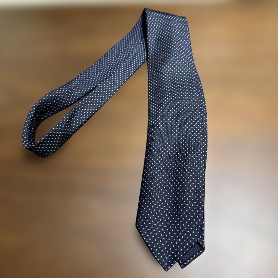 E. Marinella ネイビー ドット柄 ネクタイ