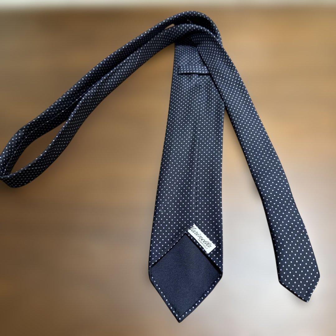 E. Marinella ネイビー ドット柄 ネクタイ