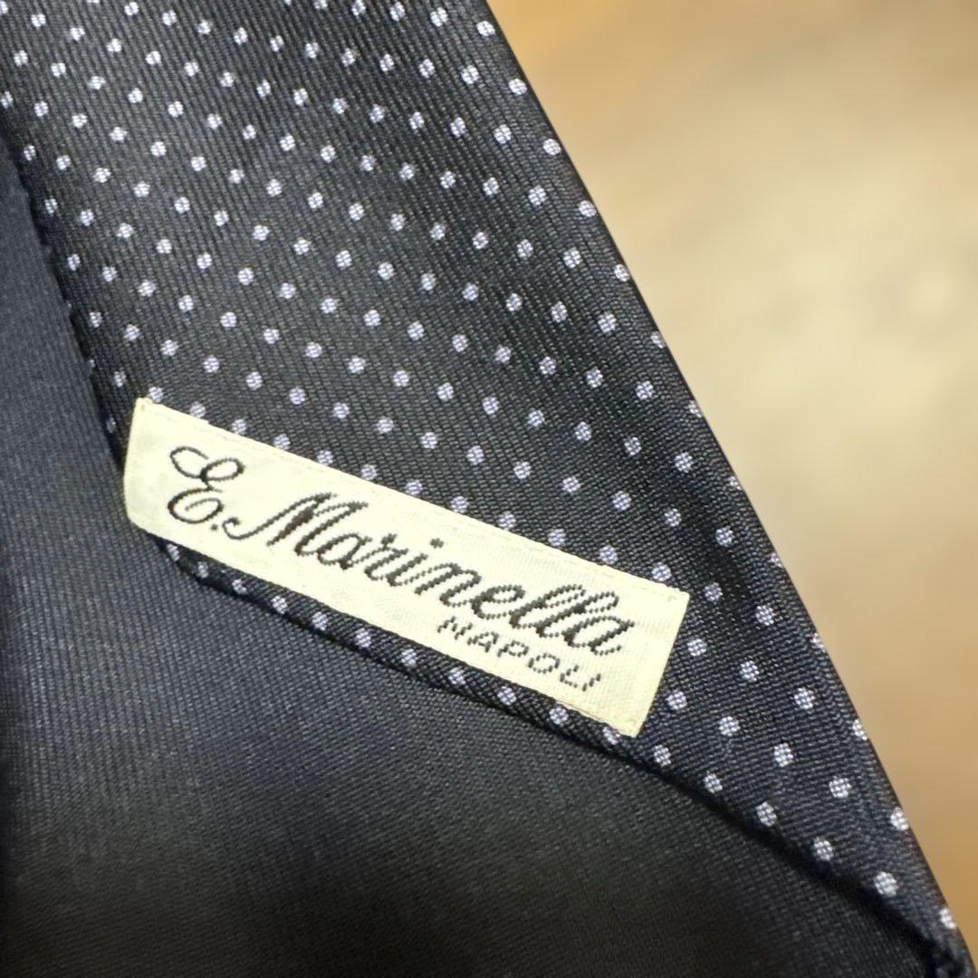 E. Marinella ネイビー ドット柄 ネクタイ