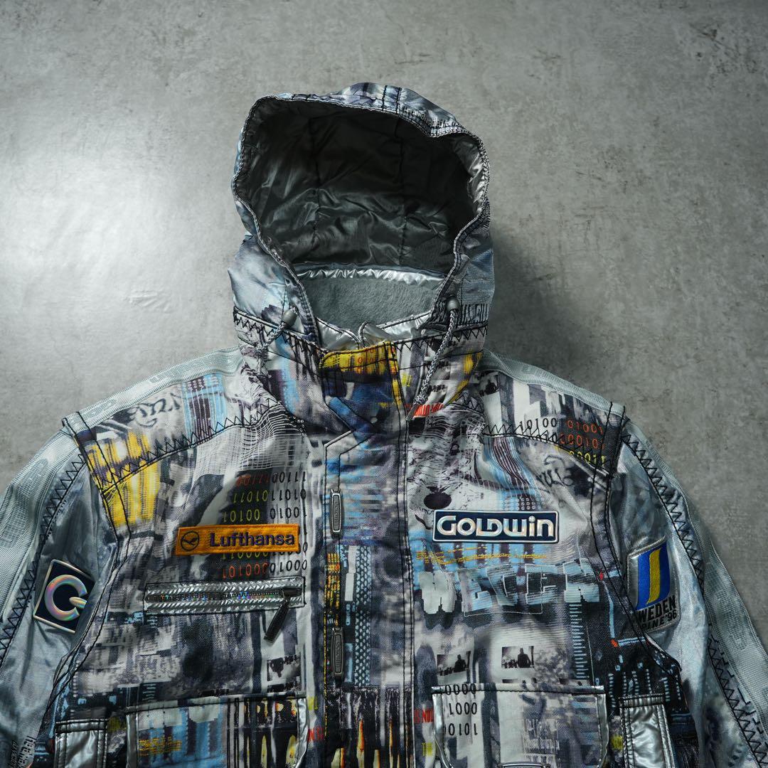 90s GOLDWIN archive 中綿ナイロンジャケット 短丈 シルバー