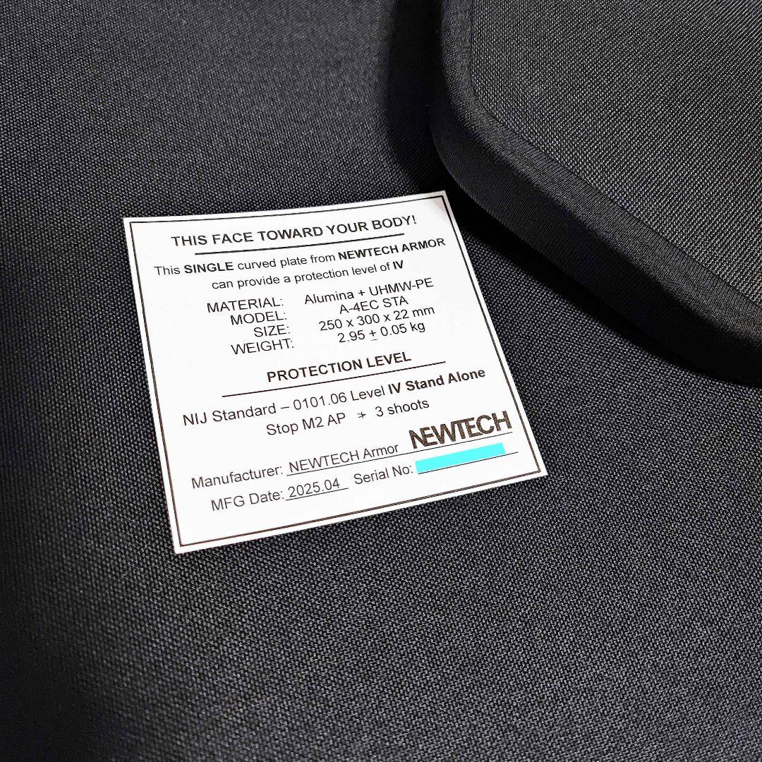 NIJ IV レベル４ 防弾プレート Mサイズ ２枚 セット1 Newtech