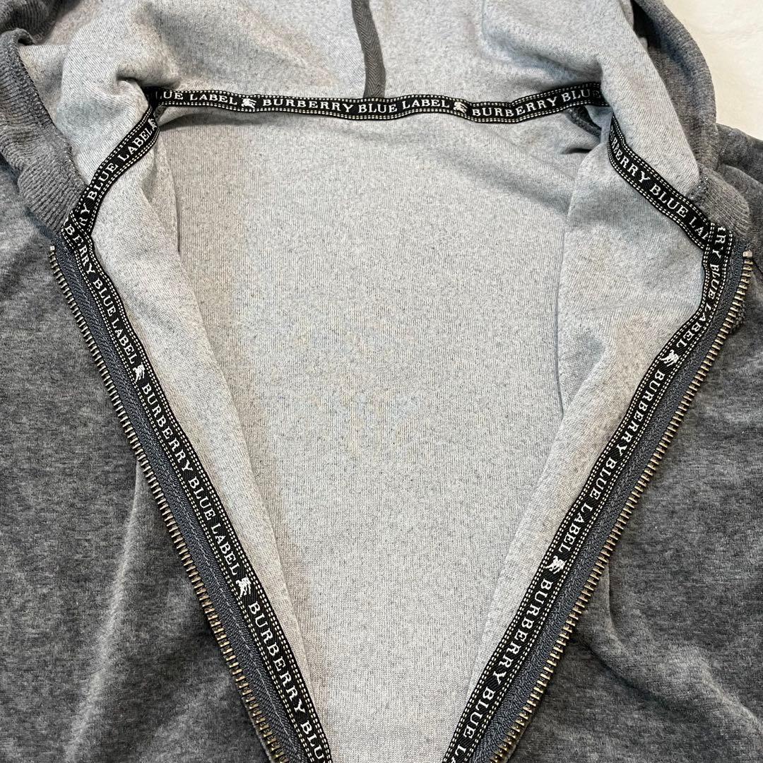 最終値下げ！美品 バーバリーブルーレーベル ベロア グレー パーカー 38 M