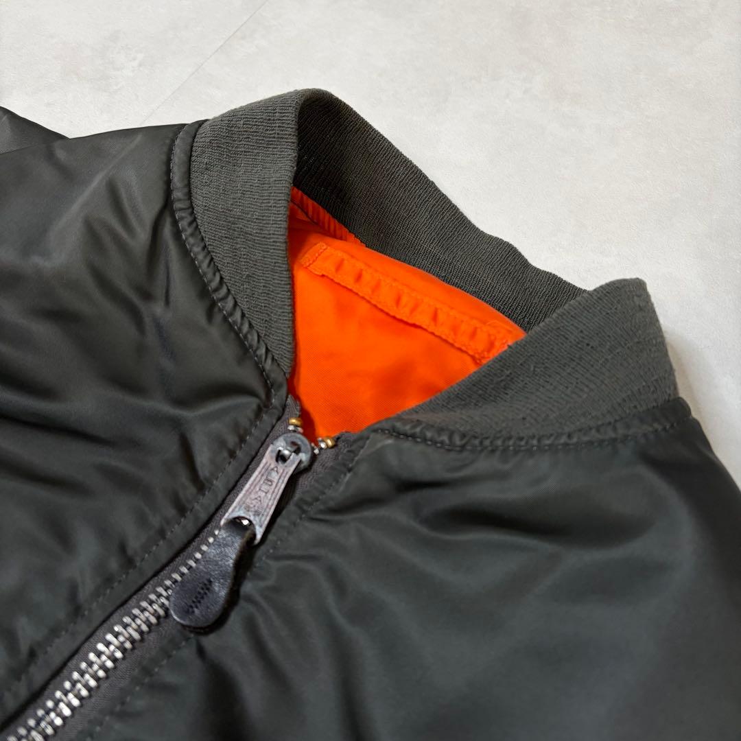 【美品】USA製 90s アルファインダストリーズ MA-1 短丈 グレー L