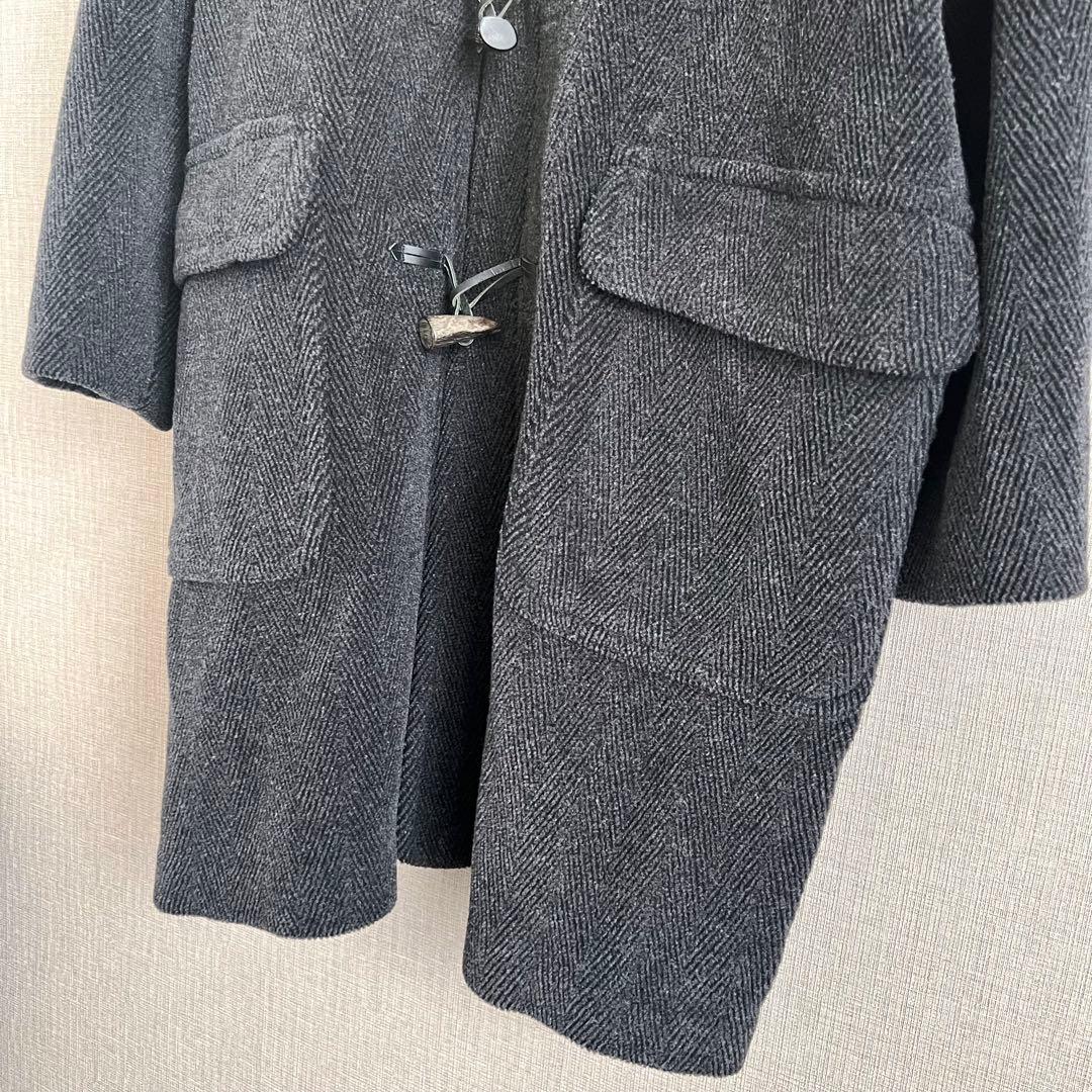 美品 グローバーオール キングストン ヘリンボーン ダッフルコート L グレー