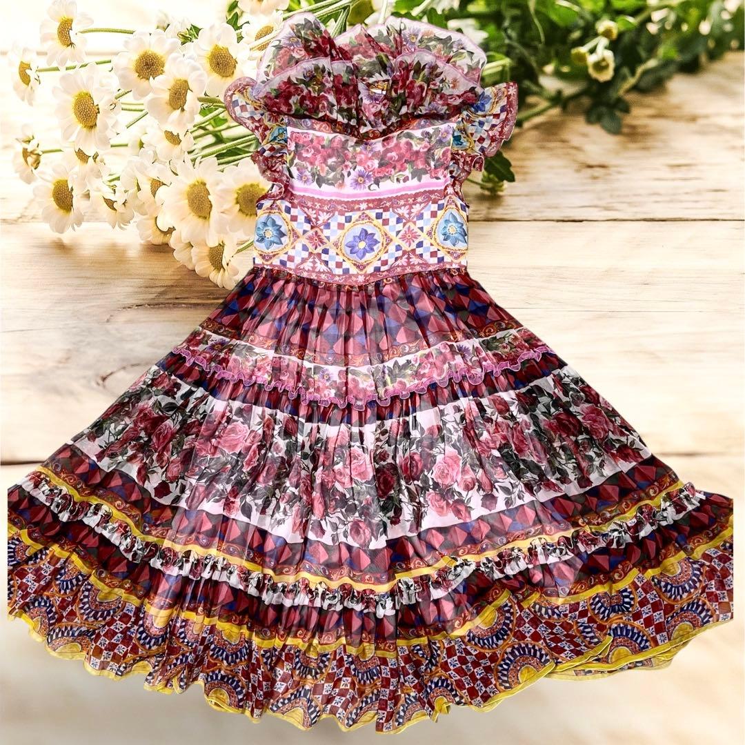 美品　ドルチェアンドガッバーナ　ドルガバ　花柄　ワンピース　ロング　子供服