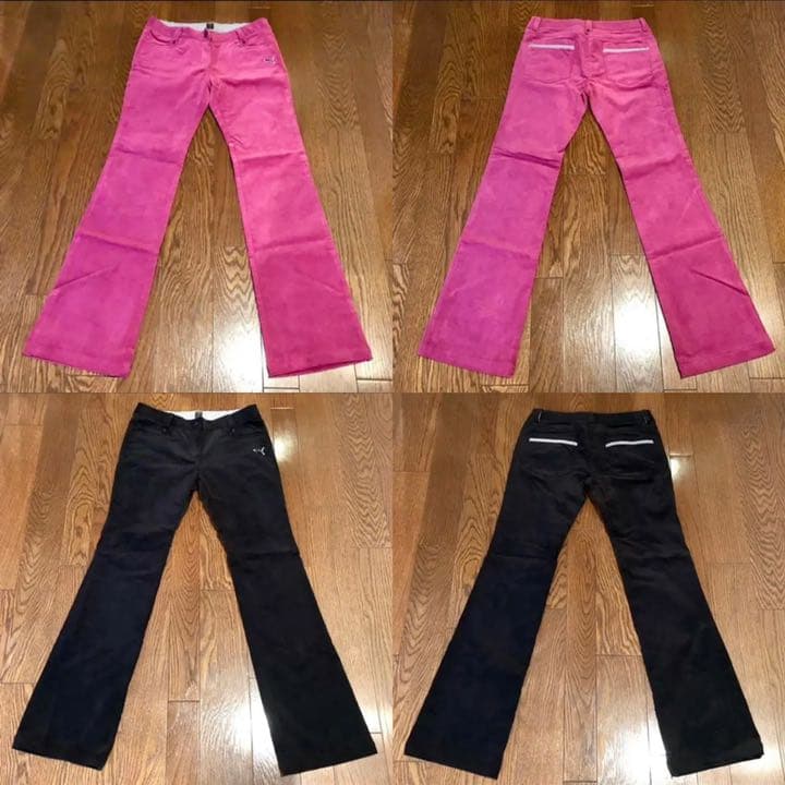 PUMA プーマ　パンツ　ゴルフウェア ゴルフ　ピンク ブラック　ベロア