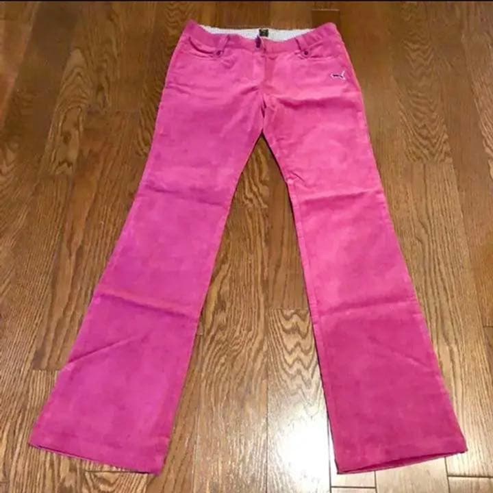 PUMA プーマ　パンツ　ゴルフウェア ゴルフ　ピンク ブラック　ベロア