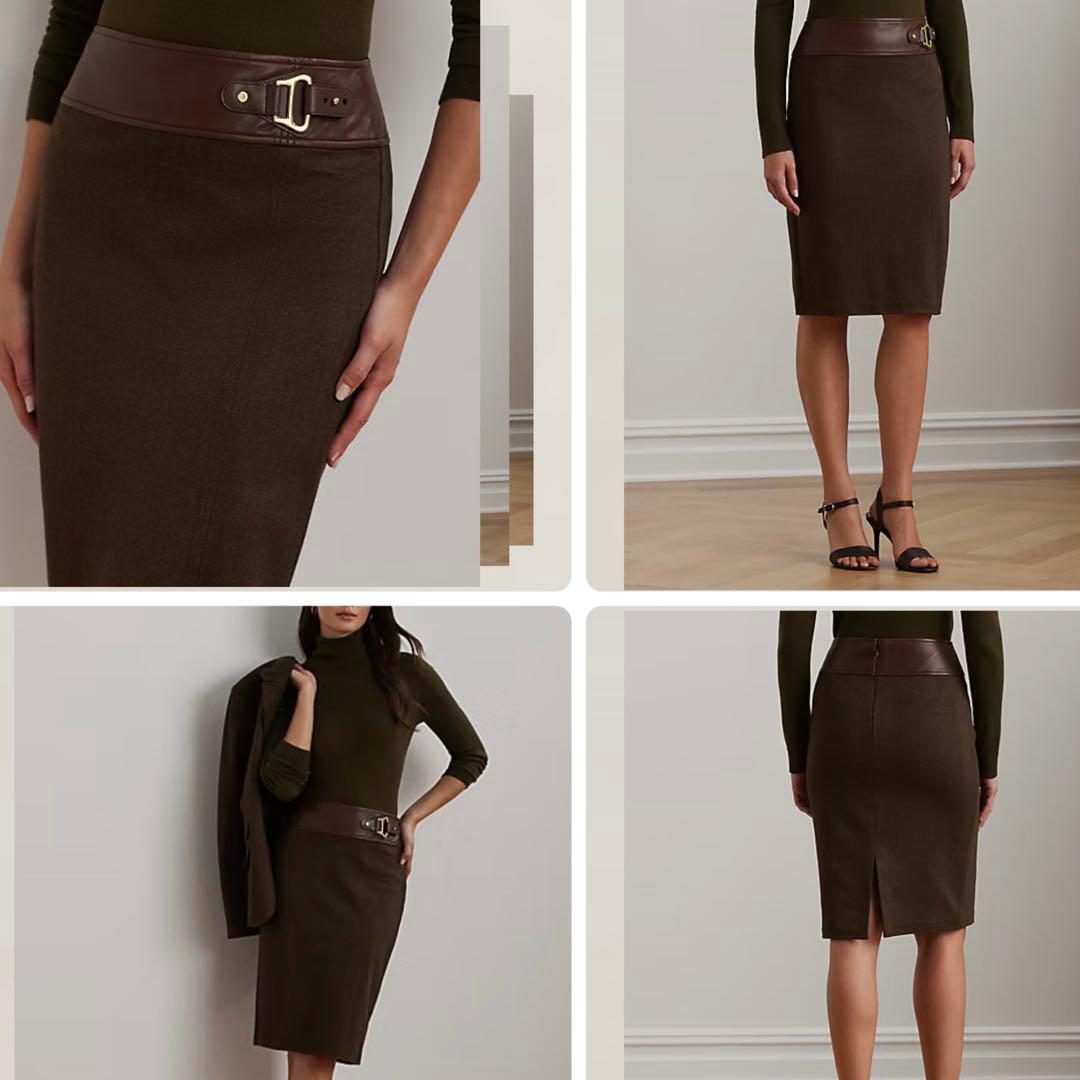 【新品タグ付き】ローレンラルフローレン　バックルトリムヘリンボーン　スカート