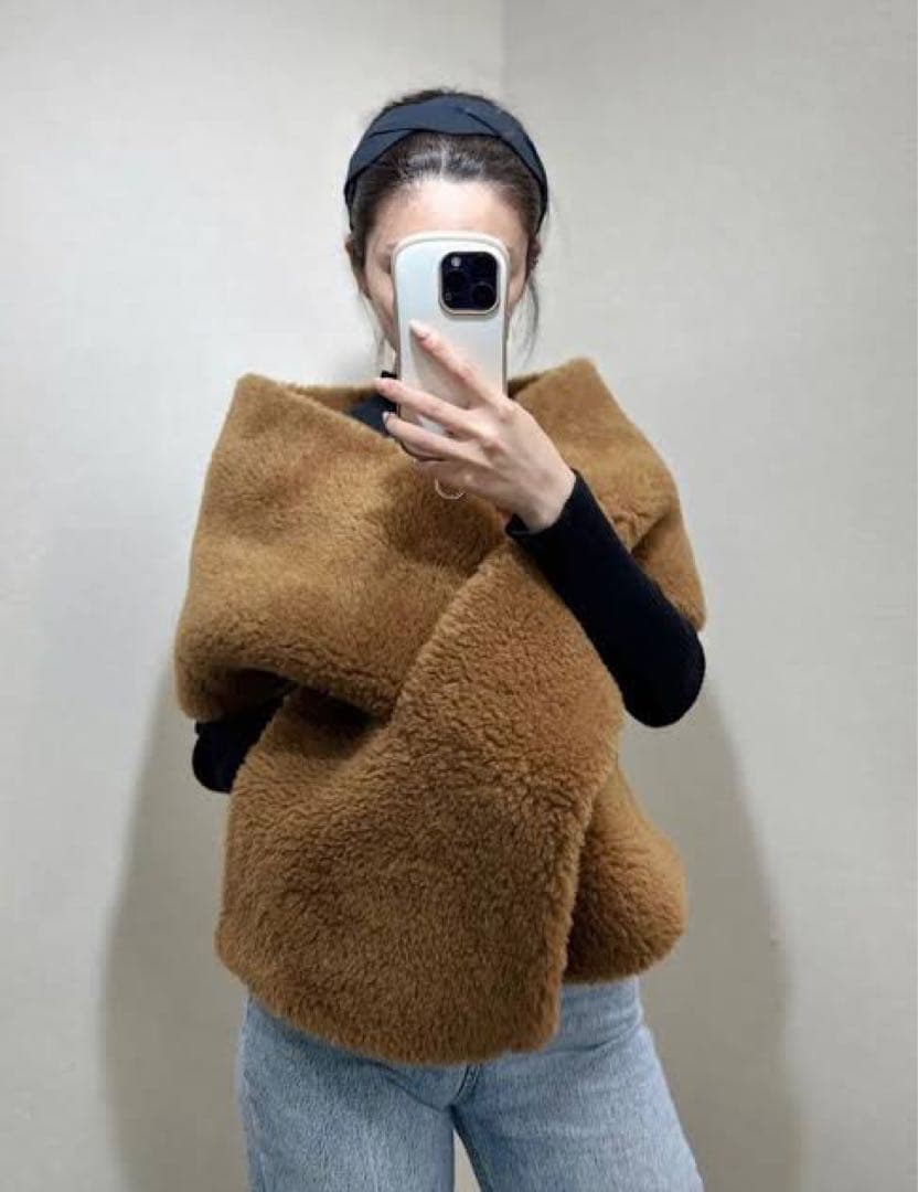 MaxMara ブラウン マフラー　テディベア　ストール　本日限定値下げ