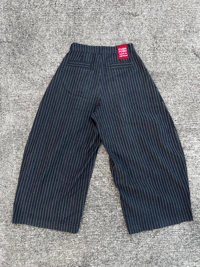 push push ストライプ ワイドパンツ S ドメブラ リジット