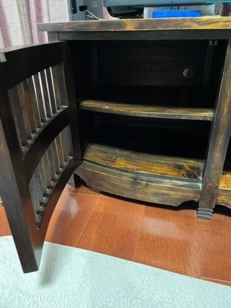 木製スラットデザインのテレビ台　バリ家具