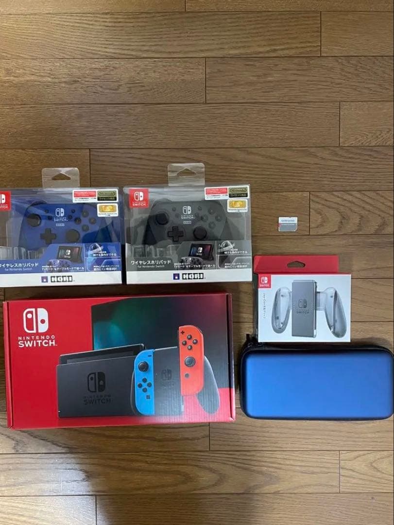 ニンテンドースイッチ本体 ホリパッド2個 充電グリップ microSD ケース