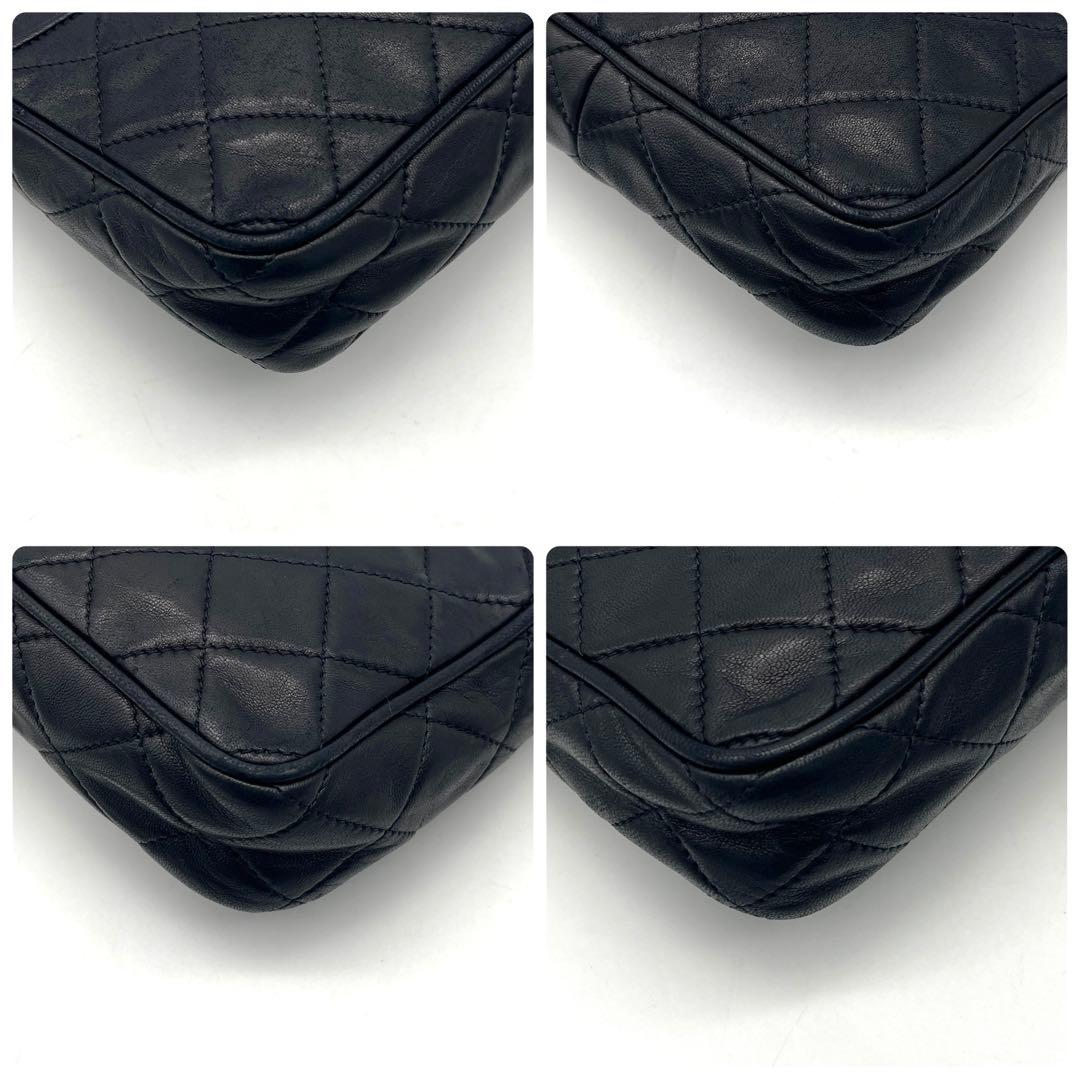 【美品】シャネル　ラムスキン　マトラッセ　ココマーク　ブラック　ショルダーバッグ