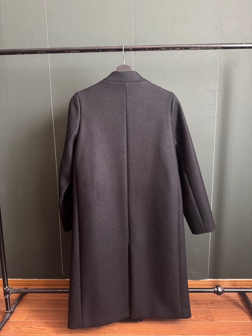 UNITED TOKYO ブラック ロングコート 比翼 ノーカラーコート