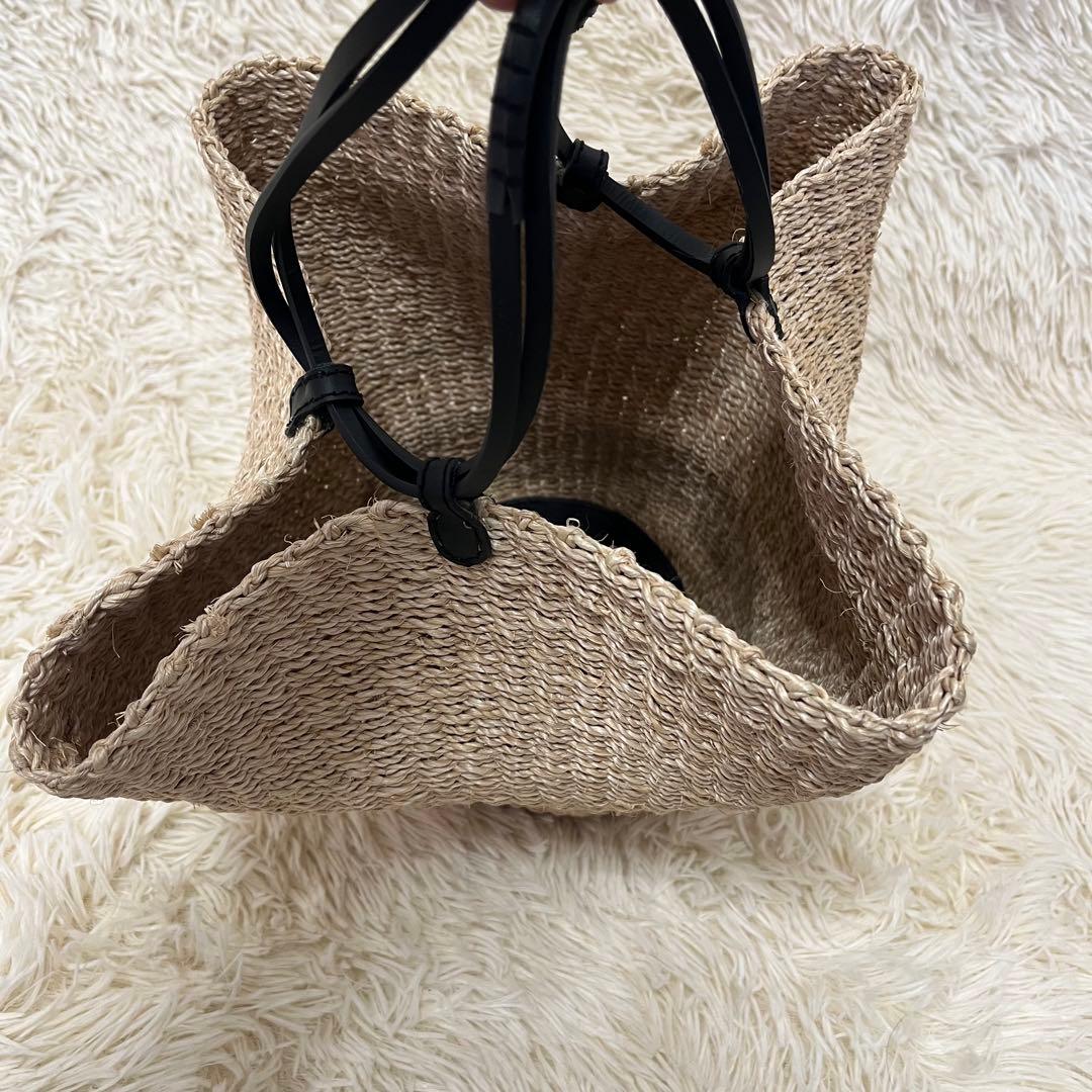 【新品未使用】oddsオッズ　ストロー素材 フラワー型かごバッグ 中型