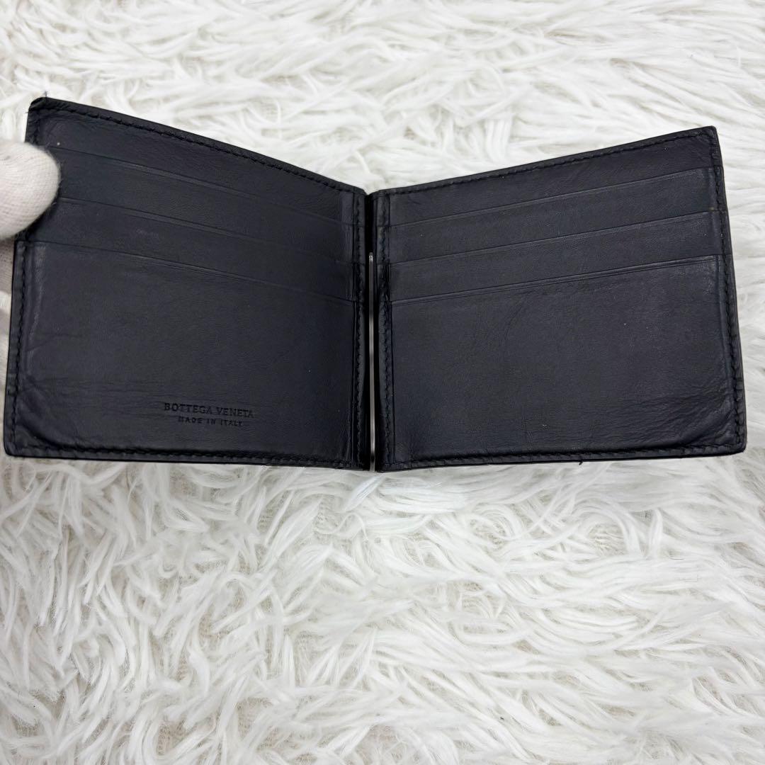 ボッテガヴェネタ マネークリップ レザー ブラック イントレチャート 折り財布