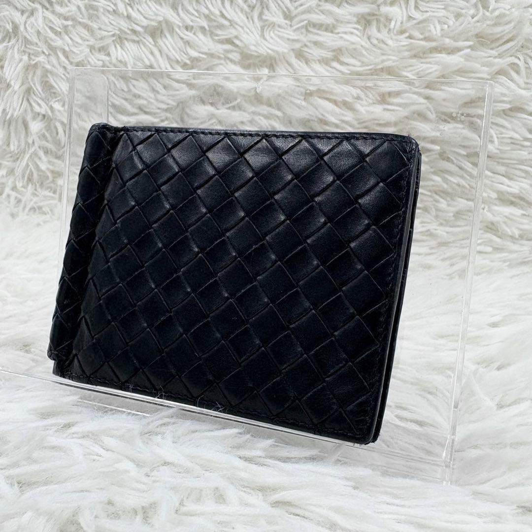 ボッテガヴェネタ マネークリップ レザー ブラック イントレチャート 折り財布