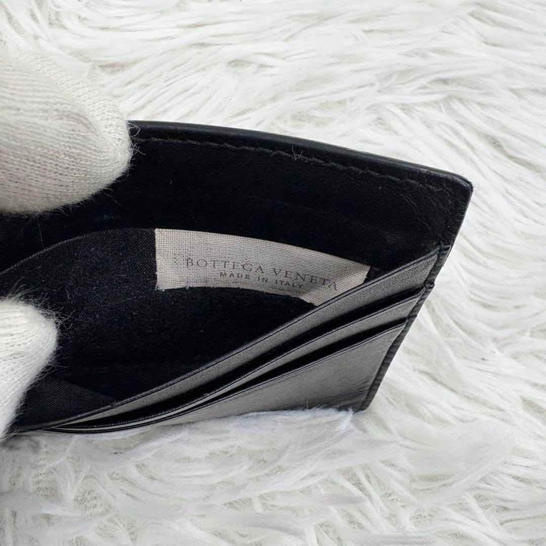 ボッテガヴェネタ マネークリップ レザー ブラック イントレチャート 折り財布