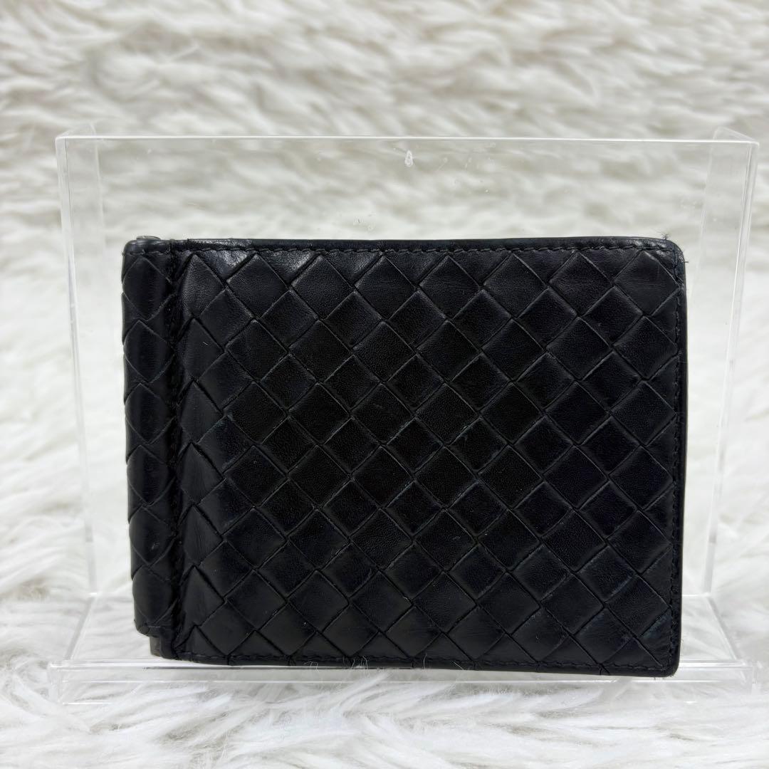 ボッテガヴェネタ マネークリップ レザー ブラック イントレチャート 折り財布