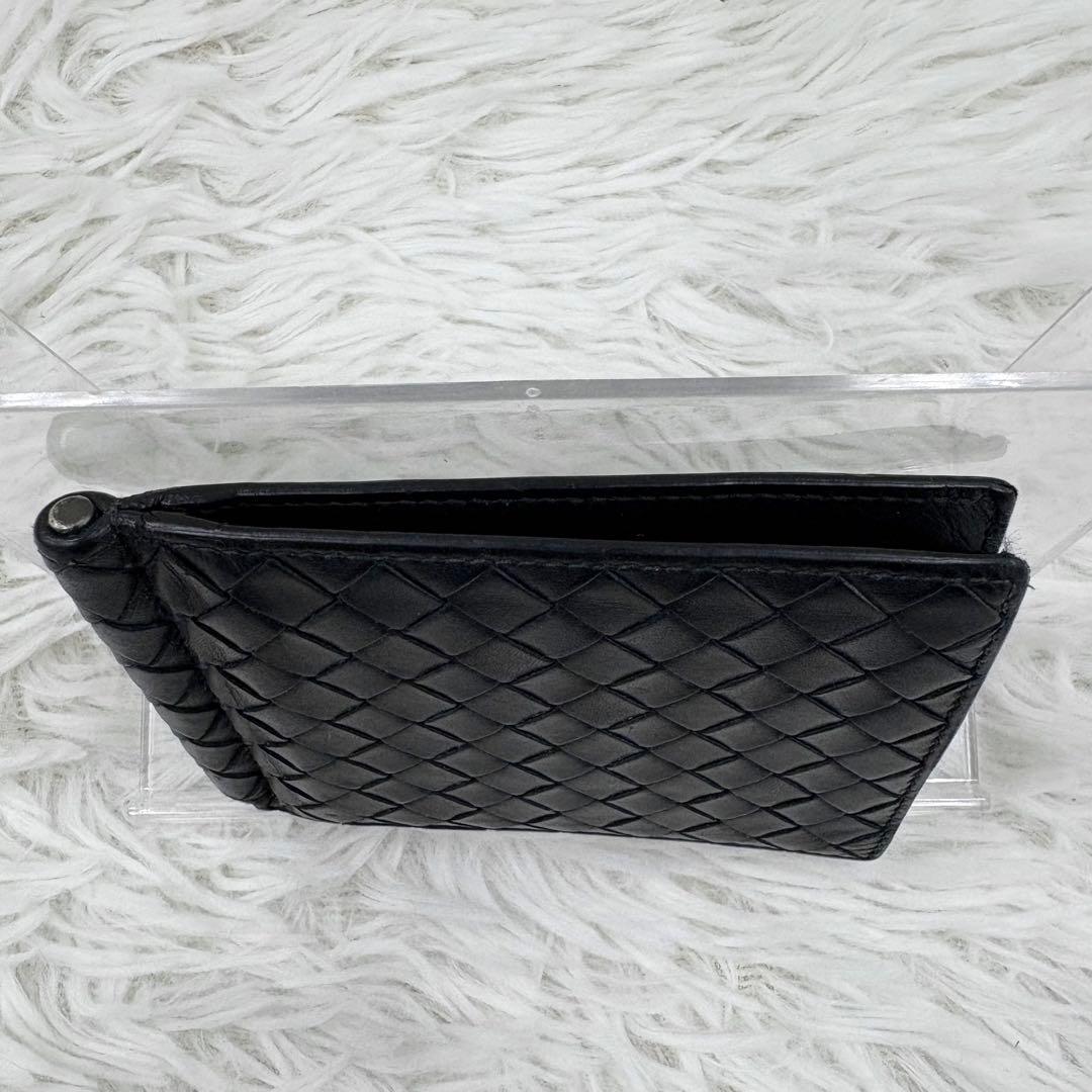 ボッテガヴェネタ マネークリップ レザー ブラック イントレチャート 折り財布