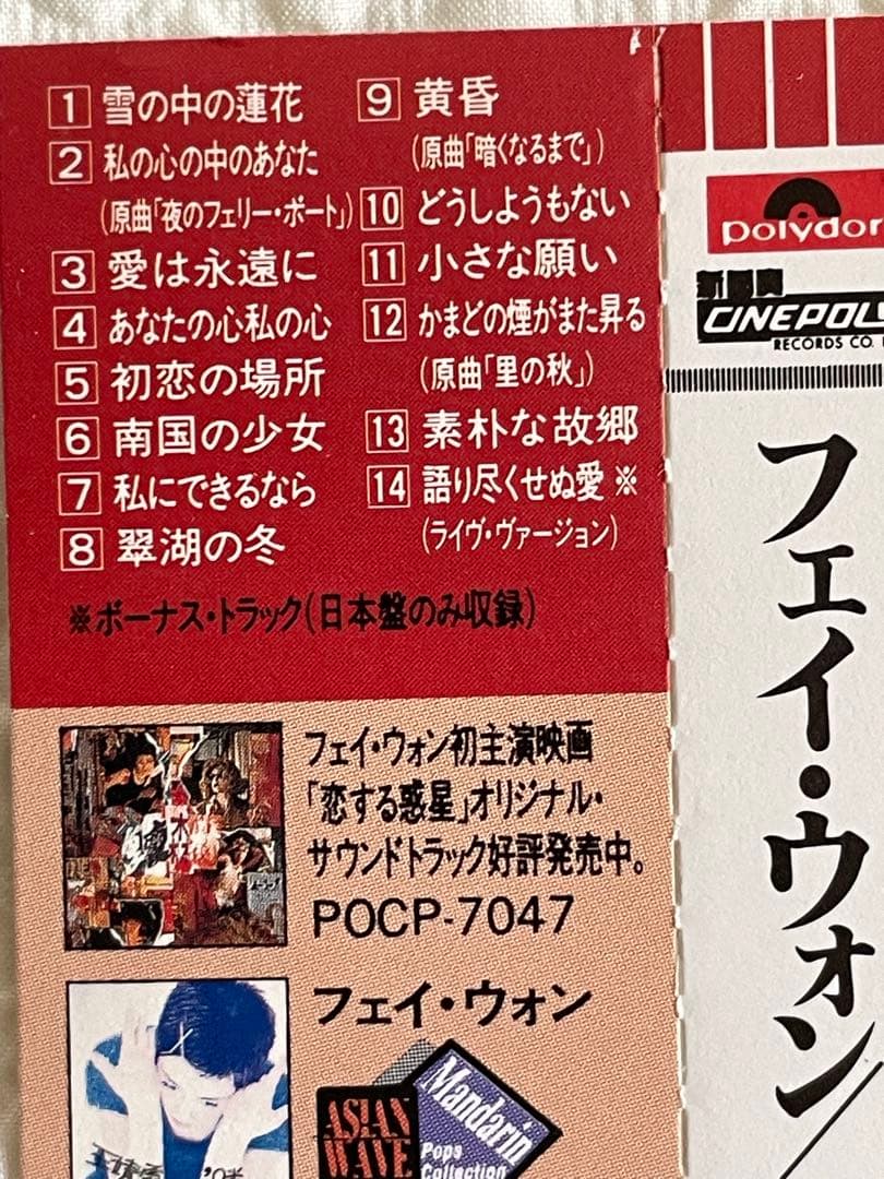 見本盤フェイ•ウォン王靖雯/マイ•フェイヴァリット非靡靡之音 /95年日本盤帯付