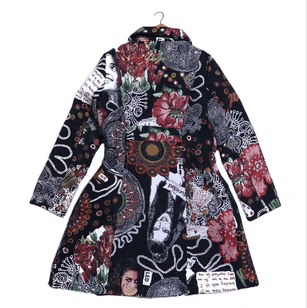 Desigual デシグアル 総柄 アート柄 ジャガード織 ロングコート XL