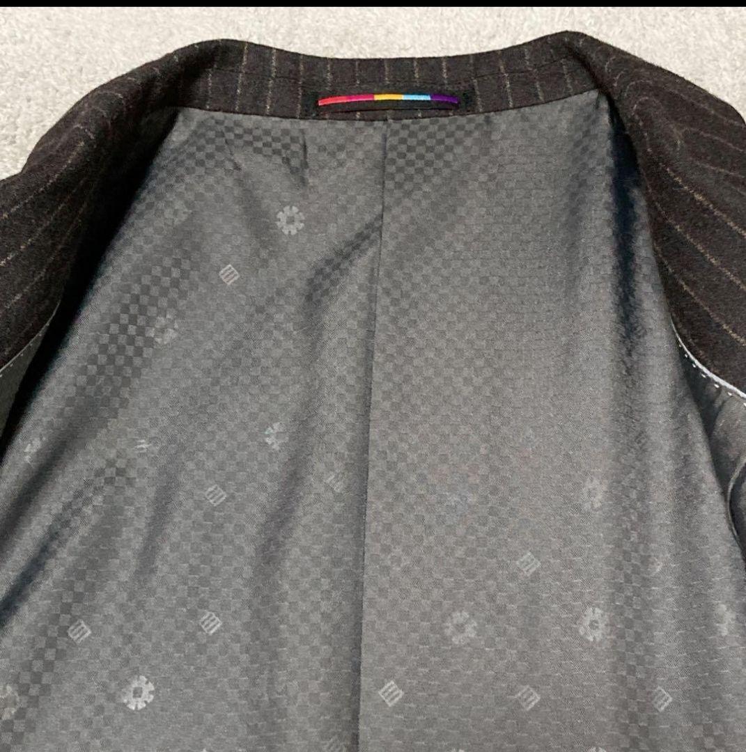 【美品】オリヒカ　スーツ　REDA イタリア製生地　ストライプ　ブラウン　XL