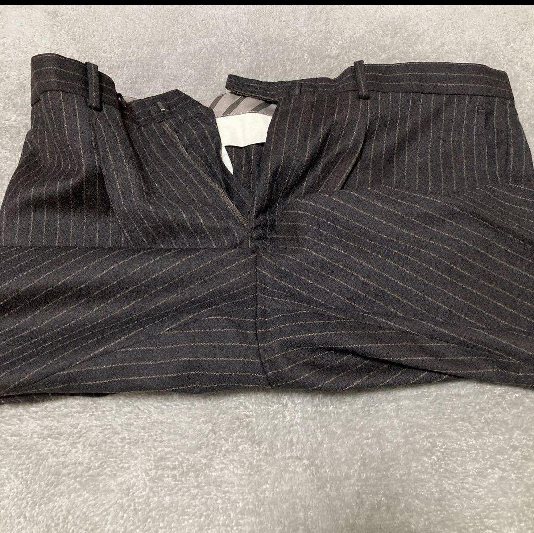 【美品】オリヒカ　スーツ　REDA イタリア製生地　ストライプ　ブラウン　XL