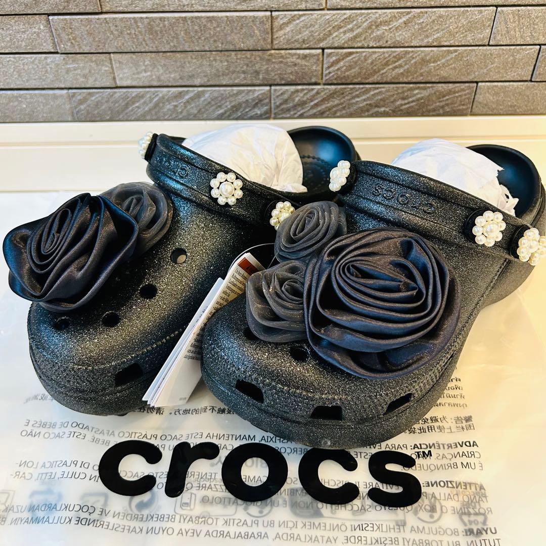 新品　未使用　クロックス　ユナイテッドアローズ　コラボ　24㎝　厚底　花　バラ