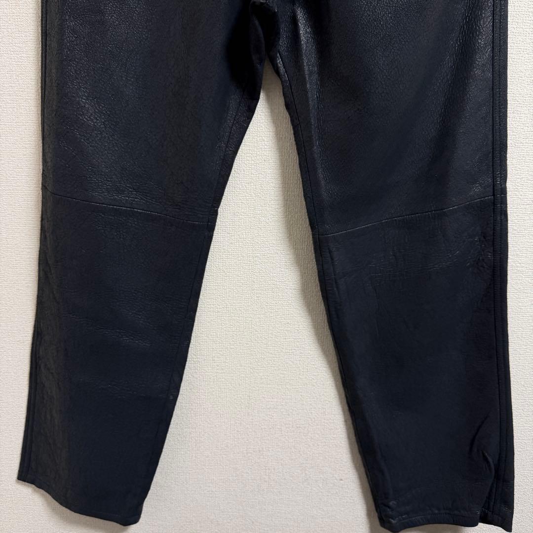 【定価11.5万円・W36】DIESEL メンズ レザーパンツ 羊革 クラック