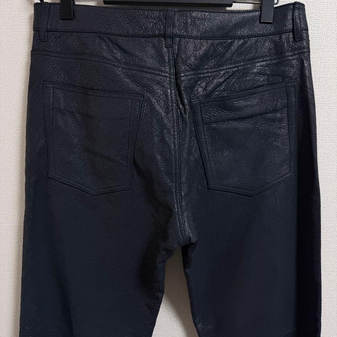 【定価11.5万円・W36】DIESEL メンズ レザーパンツ 羊革 クラック