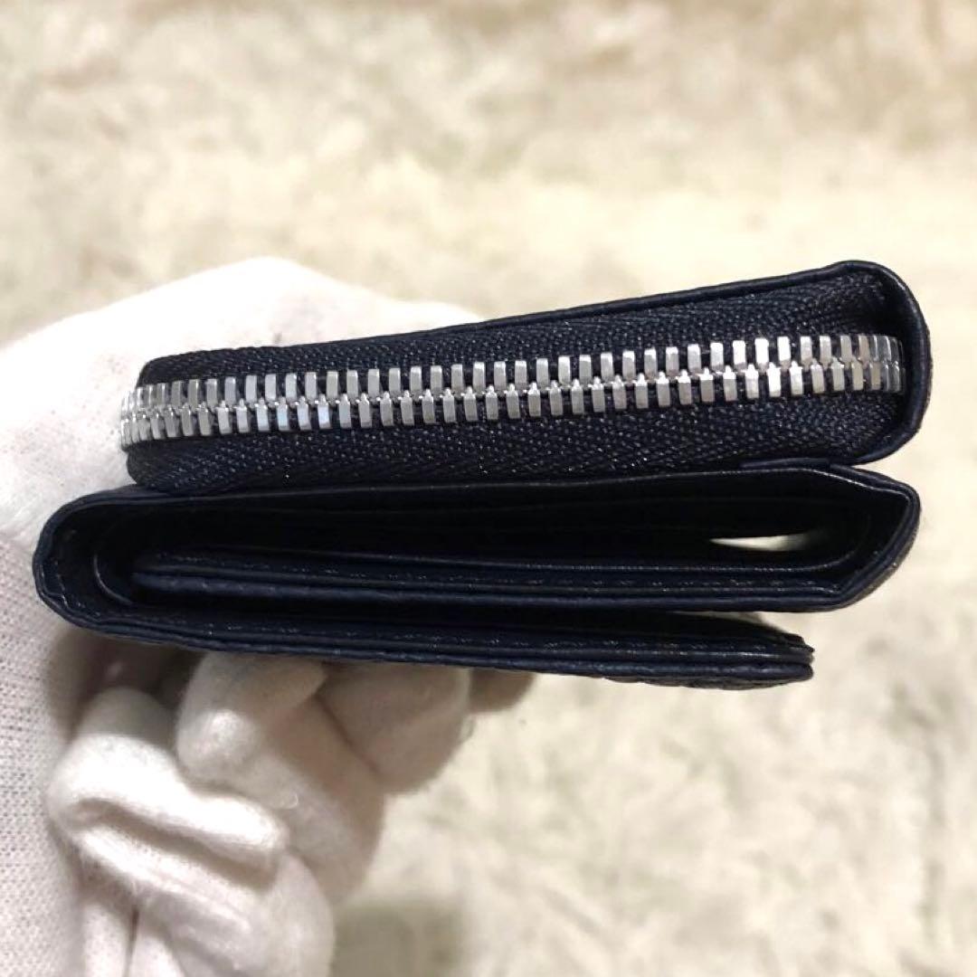 未使用✨ココマイスター　 レザー　三つ折り財布　 コンパクトウォレット ネイビー