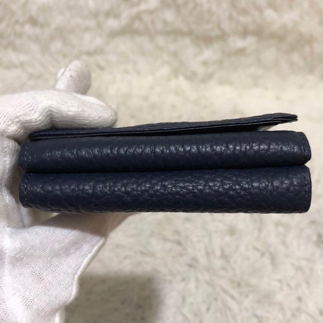 未使用✨ココマイスター　 レザー　三つ折り財布　 コンパクトウォレット ネイビー