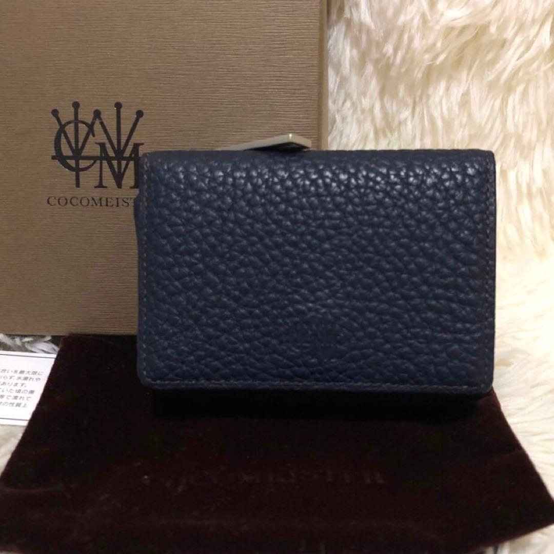 未使用✨ココマイスター　 レザー　三つ折り財布　 コンパクトウォレット ネイビー