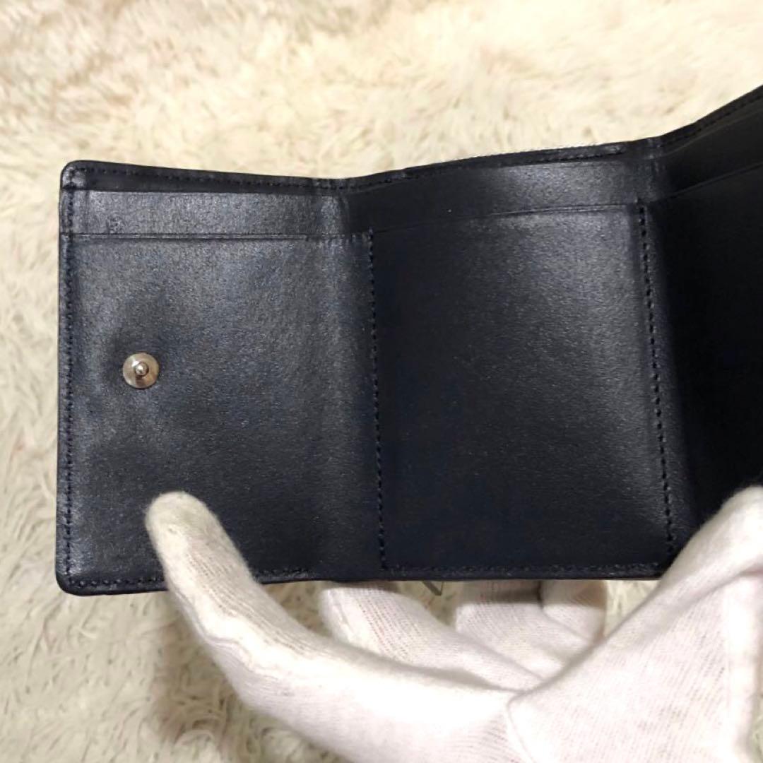 未使用✨ココマイスター　 レザー　三つ折り財布　 コンパクトウォレット ネイビー