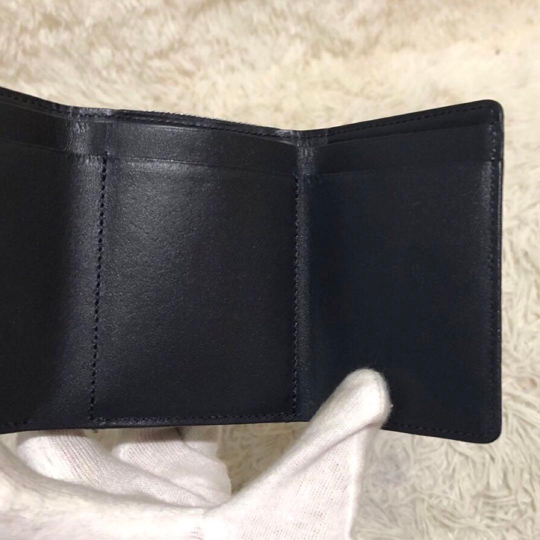 未使用✨ココマイスター　 レザー　三つ折り財布　 コンパクトウォレット ネイビー