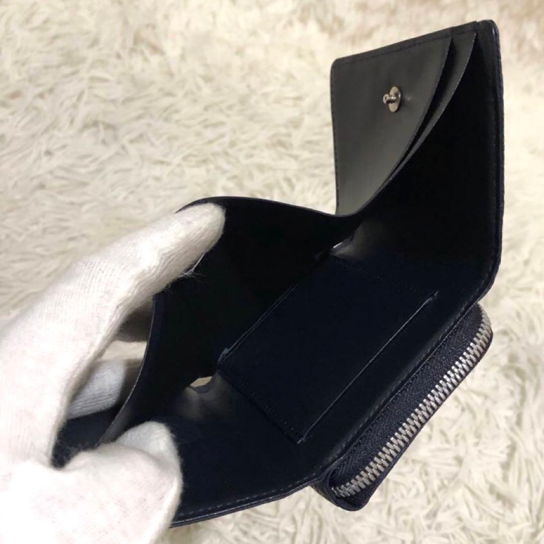 未使用✨ココマイスター　 レザー　三つ折り財布　 コンパクトウォレット ネイビー