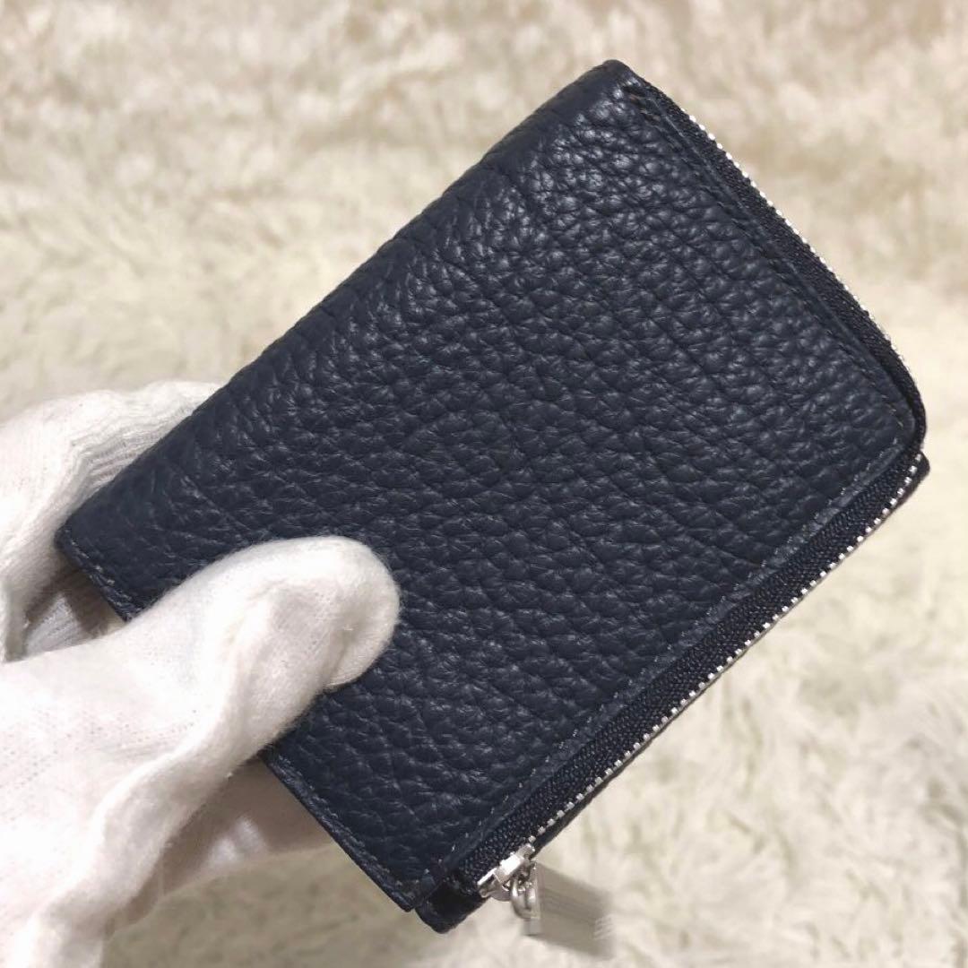 未使用✨ココマイスター　 レザー　三つ折り財布　 コンパクトウォレット ネイビー