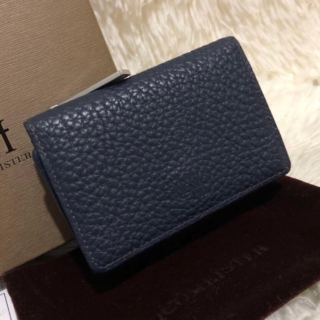 未使用✨ココマイスター　 レザー　三つ折り財布　 コンパクトウォレット ネイビー