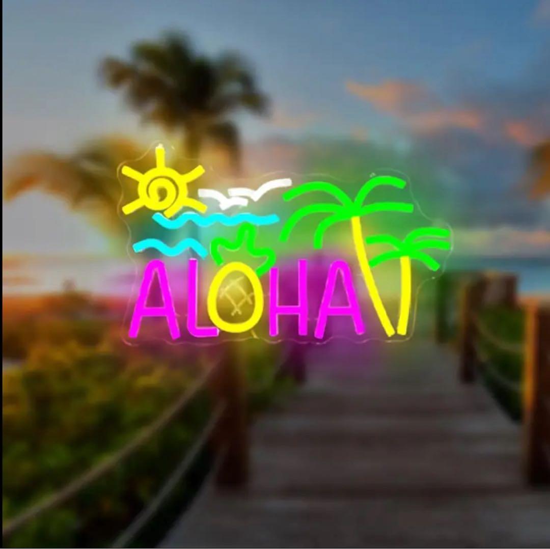 ALOHA ネオン LED サインライト ハワイ風 インテリア 照明 壁掛け