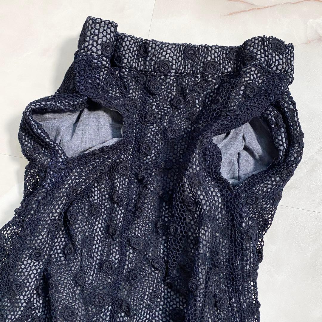 A16559 コムコム 05ss レース 花刺繍 ペンギンパンツ 紺L